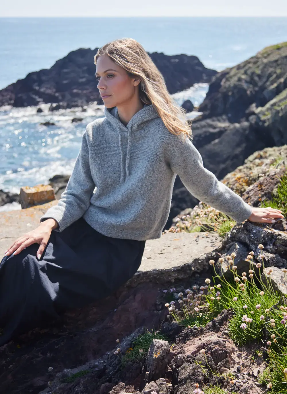 Fisherman Cashmere Cropped Hoodie
